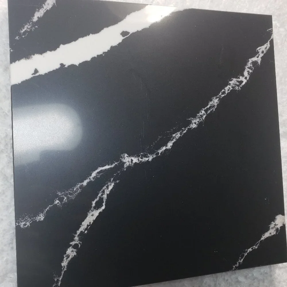 Quartz Stone Cutting Board cheese black marble white veining design 10x10